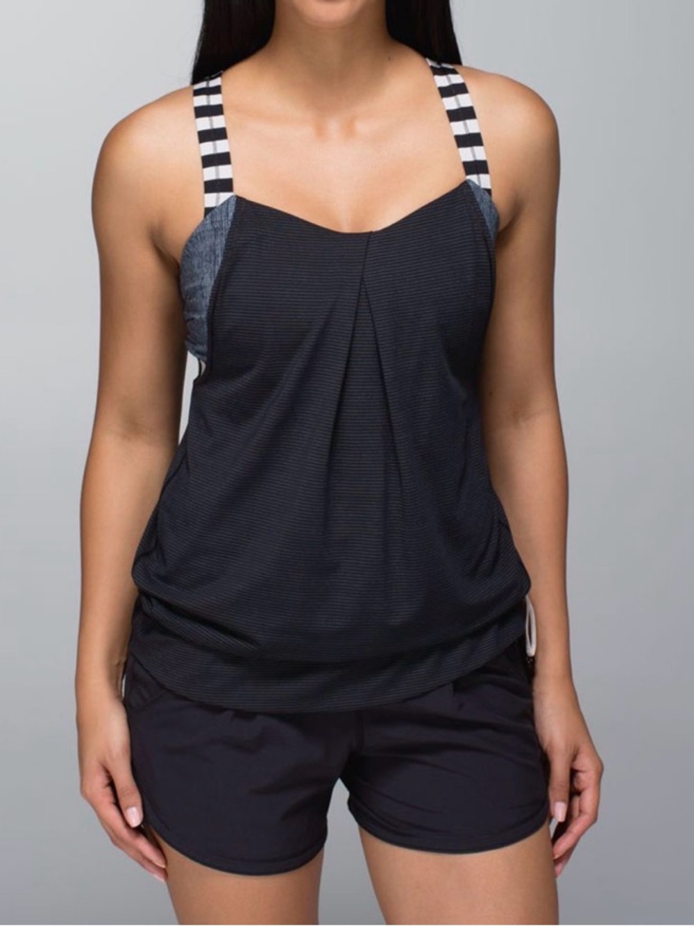 lululemon athletica Rest Less Black and White Striped Tank Size 6